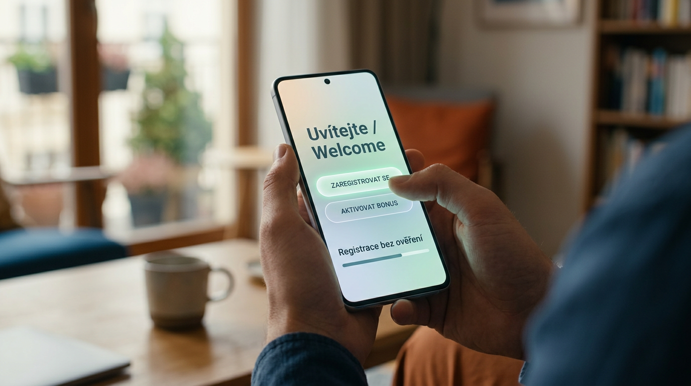 Moderní mobilní rozhraní pro registraci v online kasinu s uvítacím bonusem